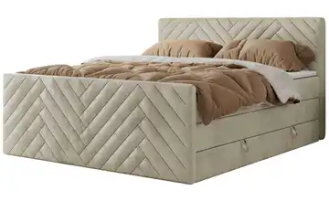Boxspringbett mit Bettkasten Paris King Duo 160x200 cm H3 Creme Samt