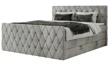 Boxspringbett mit Bettkasten Miren King Duo 180x200 cm H3 Silbergrau Samt