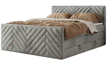Boxspringbett mit Bettkasten Paris King Duo 160x200 cm H3 Silbergrau Samt