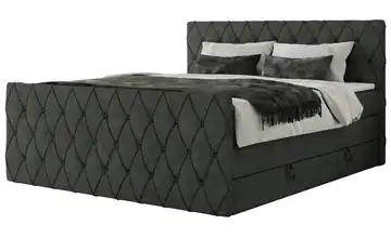 Boxspringbett mit Bettkasten Miren King Duo 180x200 cm H3 Dunkelgrau Webstoff