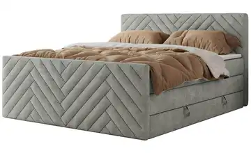Boxspringbett mit Bettkasten Paris King Duo 200x200 cm H3 Hellgrau Webstoff
