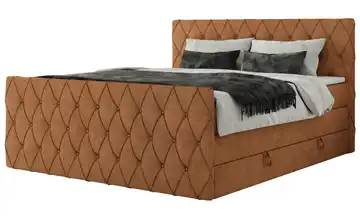 Boxspringbett mit Bettkasten Miren King Duo Webstoff 160x200 cm H3 Orange