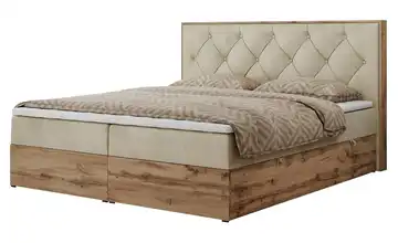 Boxbett mit Bettkasten Veneto 180x200 cm H4 Creme Samt
