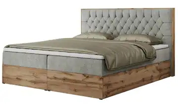 Boxbett mit Bettkasten Amore Webstoff H4 Hellgrau 200x200 cm