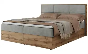 Boxbett mit Bettkasten Albero 2 200x200 cm H3 Hellgrau Webstoff