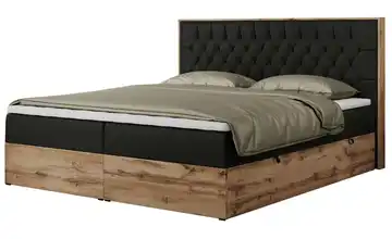 Boxbett mit Bettkasten Amore 160x200 cm H3 Schwarz Kunstleder