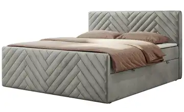 Boxbett mit Bettkasten Paris Duo 180x200 cm H4 Silbergrau Samt