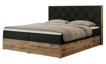 Boxbett mit Bettkasten Veneto Schwarz H4 180x200 cm Kunstleder