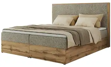 Boxbett mit Bettkasten Wood Classic 200x200 cm H3 Dunkelbeige, Eiche Artisan (Nachbildung) Webstoff