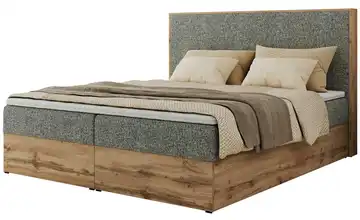 Boxbett mit Bettkasten Wood Classic 140x200 cm H3 Webstoff Grau, Eiche Artisan (Nachbildung)