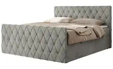 Boxbett mit Bettkasten Miren Duo Silbergrau 200x200 cm Samt H4