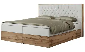 Boxbett mit Bettkasten Amore 200x200 cm H4 Weiß Kunstleder