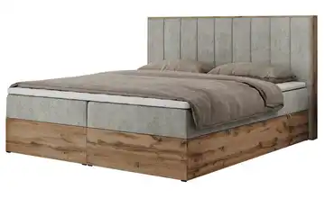 Boxbett mit Bettkasten Bellissimo 200x200 cm H4 Webstoff Hellgrau