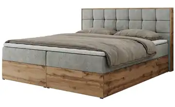 Boxbett mit Bettkasten Albero 1 120x200 cm H3 Hellgrau Webstoff