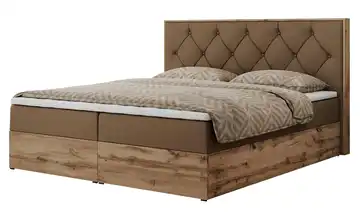 Boxbett mit Bettkasten Veneto Braun H4 200x200 cm Kunstleder