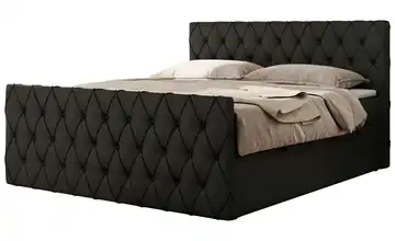 Boxspringbett mit Bettkasten Miren Duo 140x200 cm H4 Schwarz Kunstleder