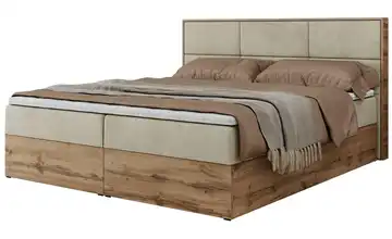 Boxbett mit Bettkasten Albero 2 Samt Creme H3 200x200 cm