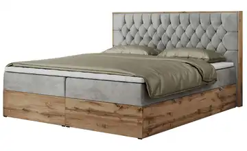 Boxbett mit Bettkasten Amore Samt H4 Silbergrau 160x200 cm