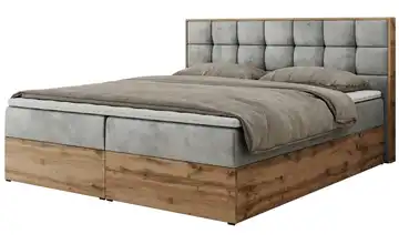 Boxbett mit Bettkasten Albero 1 Silbergrau H4 180x200 cm Samt