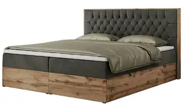 Boxbett mit Bettkasten Amore 140x200 cm H4 Basaltgrau Samt