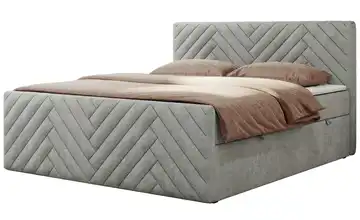 Boxbett mit Bettkasten Paris Duo 160x200 cm Hellgrau Webstoff H4