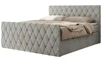 Boxbett mit Bettkasten Miren Duo 160x200 cm H3 Hellgrau Webstoff