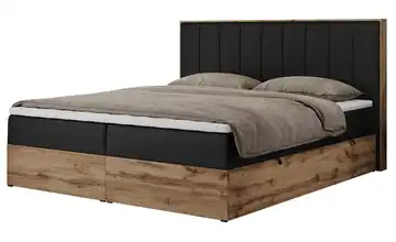 Boxbett mit Bettkasten Bellissimo 160x200 cm H4 Kunstleder Schwarz