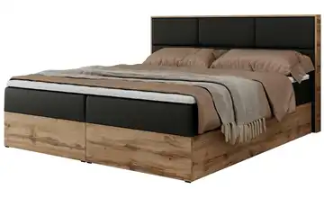 Boxbett mit Bettkasten Albero 2 Kunstleder Schwarz H3 200x200 cm