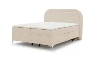 Boxbett mit Bettkasten, Bouclé-Stoff Sonna Beige verchromt 160x200 cm