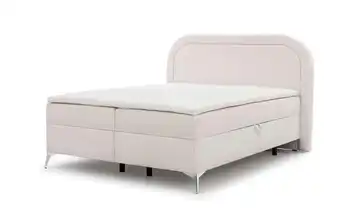 Boxbett mit Bettkasten, Bouclé-Stoff Sonna Weiß verchromt 200x200 cm