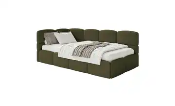 Selsey Polsterliege mit Matratze und Bettkasten Cloudy Kopfteil links Olivgrün mit Matratze