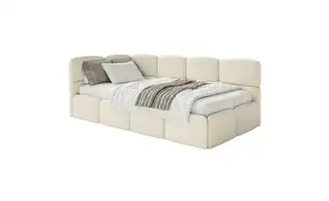 Selsey Polsterliege mit Matratze und Bettkasten Cloudy Kopfteil links Hellbeige mit Matratze