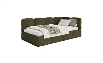 Selsey Polsterliege mit Bettkasten Cloudy Kopfteil rechts Olivgrün ohne Matratze