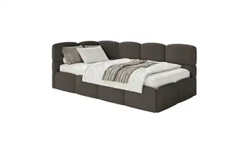 Selsey Polsterliege mit Matratze und Bettkasten Cloudy Kopfteil links Braun mit Matratze