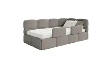 Selsey Polsterliege mit Rausfallschutz Cloudy Rausfallschutz rechts ohne Matratze Grau