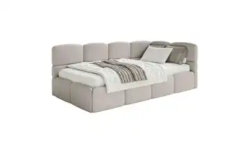 Selsey Polsterliege mit Matratze und Bettkasten Cloudy Kopfteil rechts Greige mit Matratze