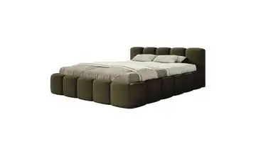 Selsey Polsterbett Cloudy Low ohne Bettkasten 200x200 cm Olivgrün Bouclé
