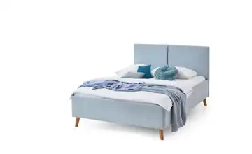 Polsterbett in hellblau Piano Hellblau 140x200 cm 146 cm Eiche