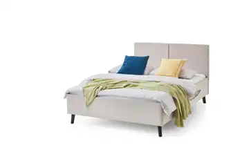 Polsterbett in beige Piano Beige 140x200 cm 146 cm Schwarz