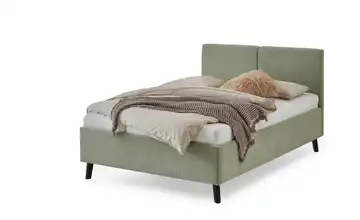 Polsterbett in hellgrün Piano Hellgrün 140x200 cm 146 cm Schwarz
