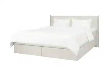 Boxspringbett Lunor 160 cm Webstoff Creme