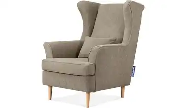 KONSIMO Ohrensessel Hellbraun Webstoff