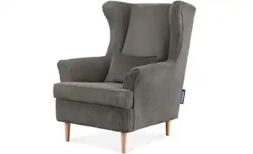 KONSIMO Ohrensessel Silbergrau Cordstoff