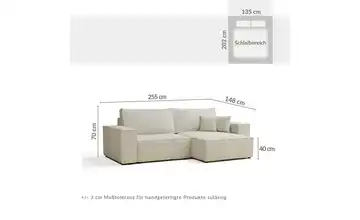 Ecksofa rechts Seidengrau