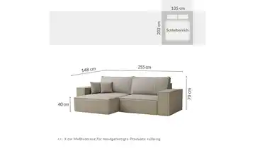 Ecksofa Grau rechts