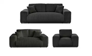 Polstergarnitur 3er-Set Dunkelgrau