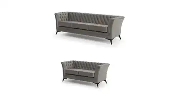 Polstergarnitur 3+2 Grau Schwarz