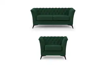 Polstergarnitur 2+1 Schwarz Flaschengrün