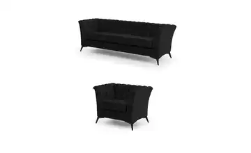 Polstergarnitur 3+1 Schwarz Schwarz