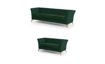 Polstergarnitur 3+2 Flaschengrün Goldfarben